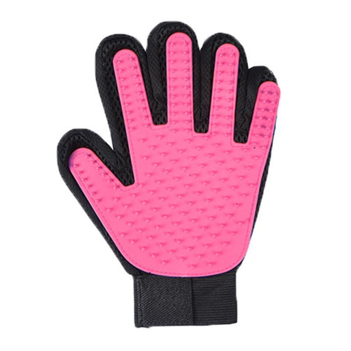 a pink and black glove that looks like a hand