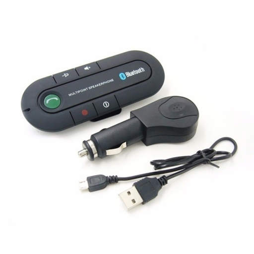 a bluetooth speakerphone with a charger attached to it