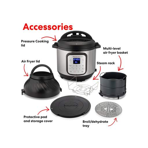Instant Pot Duo Crisp Pressure Cooker AF8 11 in 1,8 Qt AIR FRYER ALL  ACCESSORIES