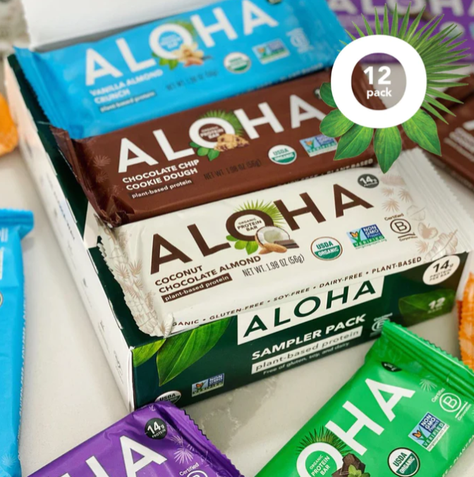 a 12 pack of aloha sampler pack bars