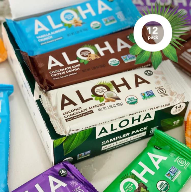 a 12 pack of aloha sampler pack bars