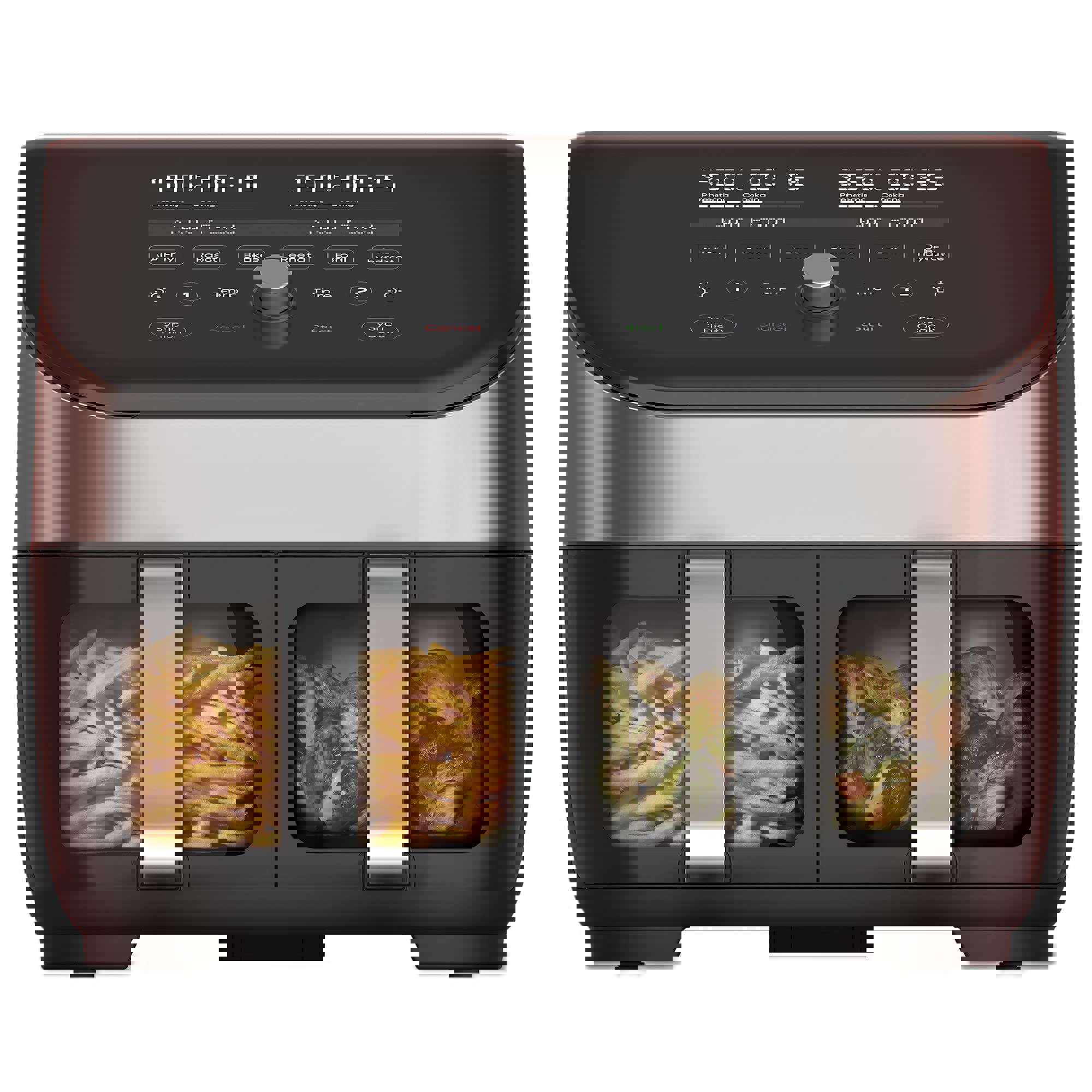 Instant Vortex Plus XL 8-QT Dual Basket Air Fryer Oven, From the Makers of Instant Pot, 2 Independent Baskets, Clear Cooking Window, Dishwasher-Safe Basket, App with over 100 Recipes, Stainless Steel