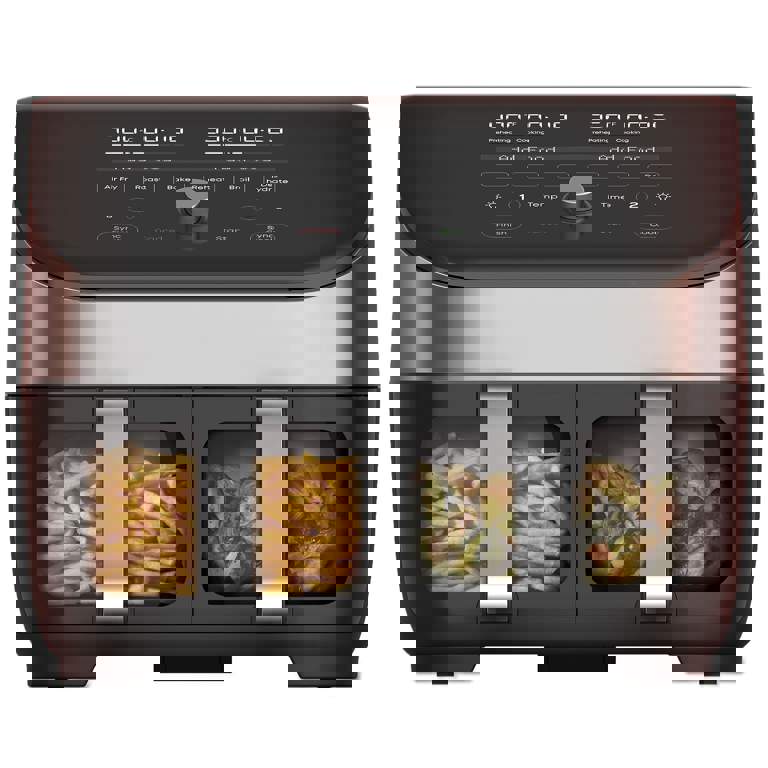 Instant Vortex Plus XL 8-QT Dual Basket Air Fryer Oven, From the Makers of Instant Pot, 2 Independent Baskets, Clear Cooking Window, Dishwasher-Safe Basket, App with over 100 Recipes, Stainless Steel