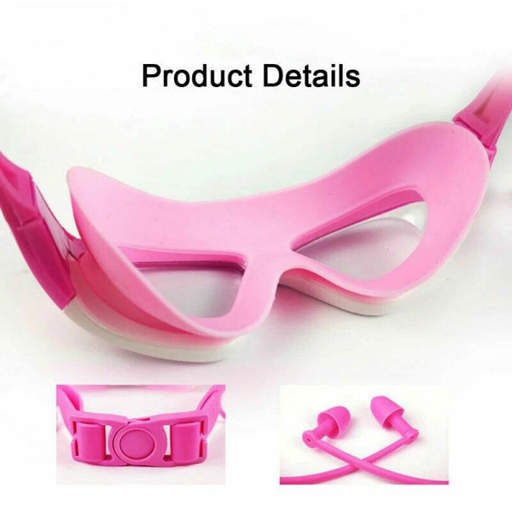 a pair of pink swimming goggles with ear plugs