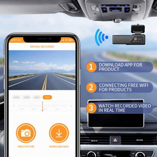 a phone with a driving recorder app on it