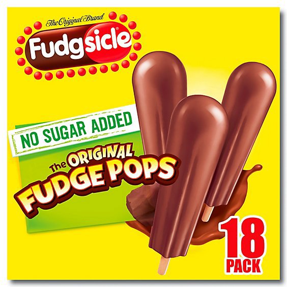 Popsicle Fudgsicle Frozen Dessert No Sugar Added The Original Fudge Pops 18 Count - 21.6 Fl. Oz.