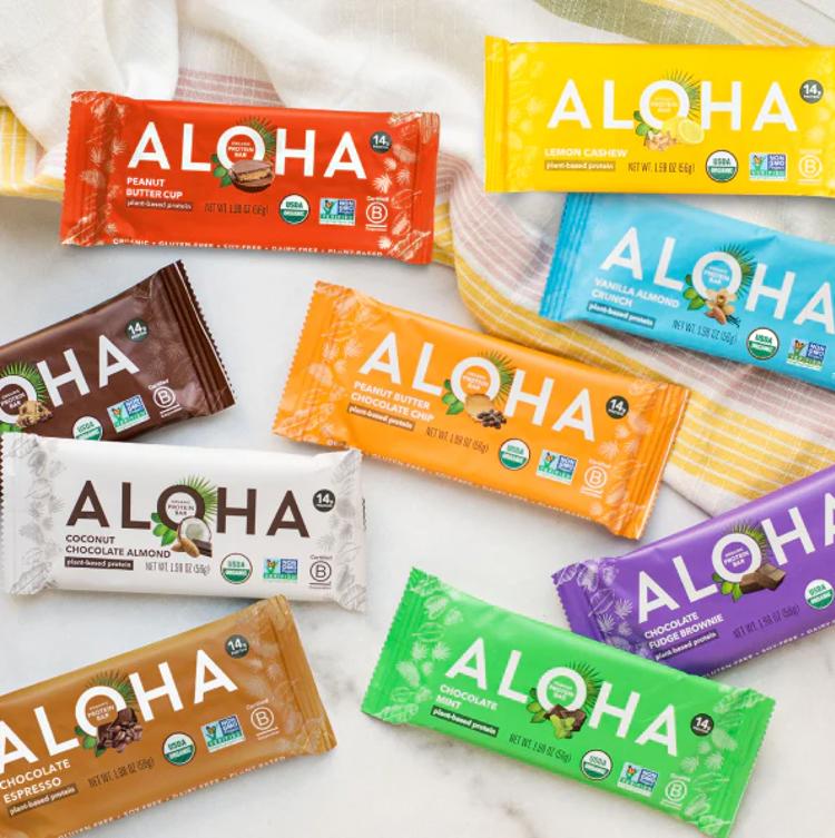a variety of aloha bars are sitting on a table
