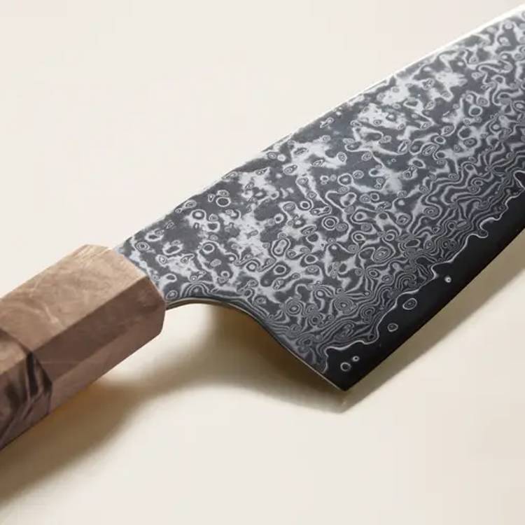 layered Damascus steel Japanese knife